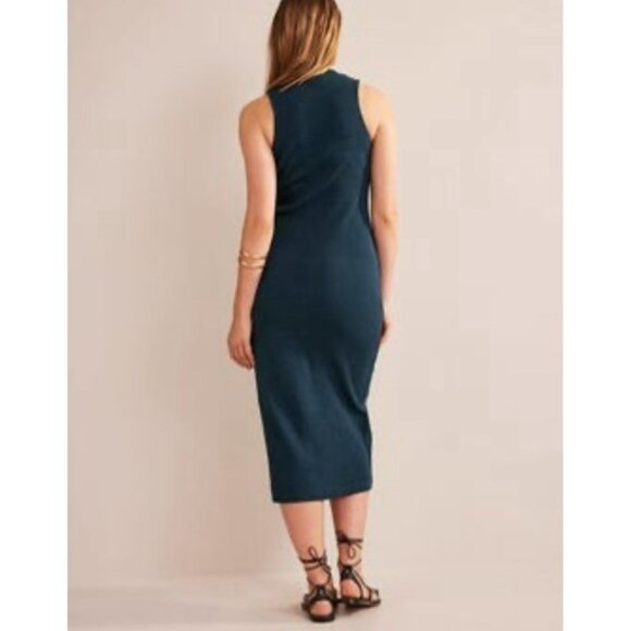 NWT Boden Racer Rib Jersey Midi Dress Sleeveless Fitted Size 20/22R Green D0610 - Picture 4 of 13